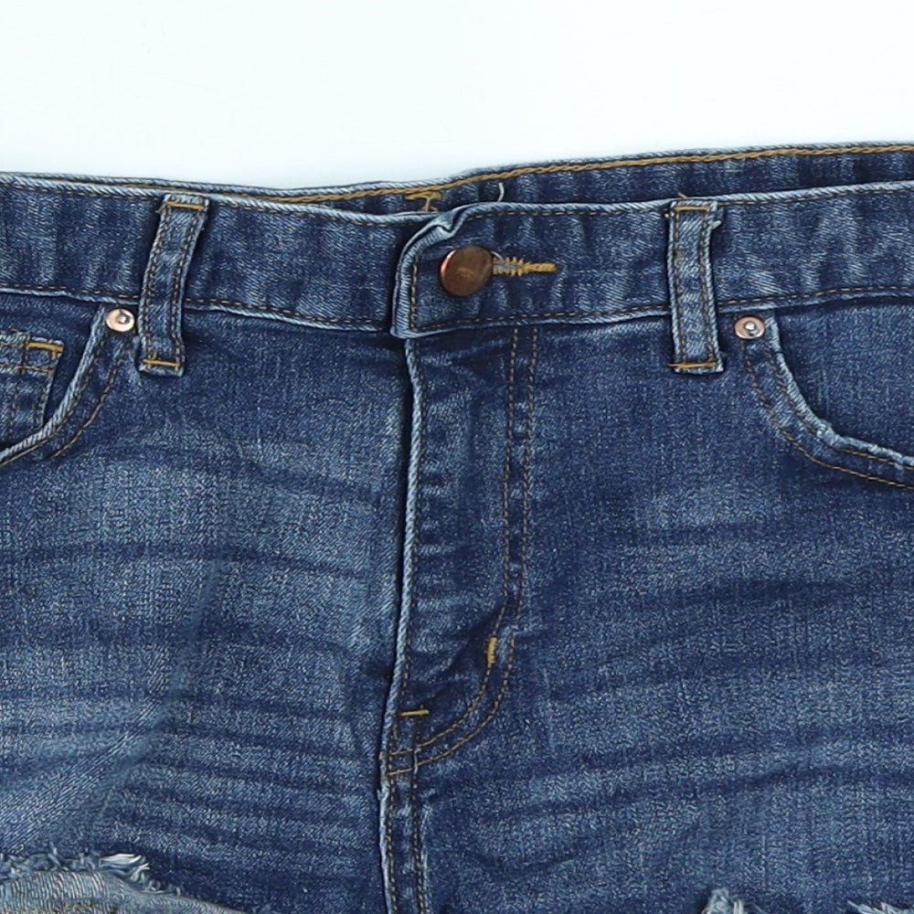 H&M Womens Blue  Denim Hot Pants Shorts Size 10