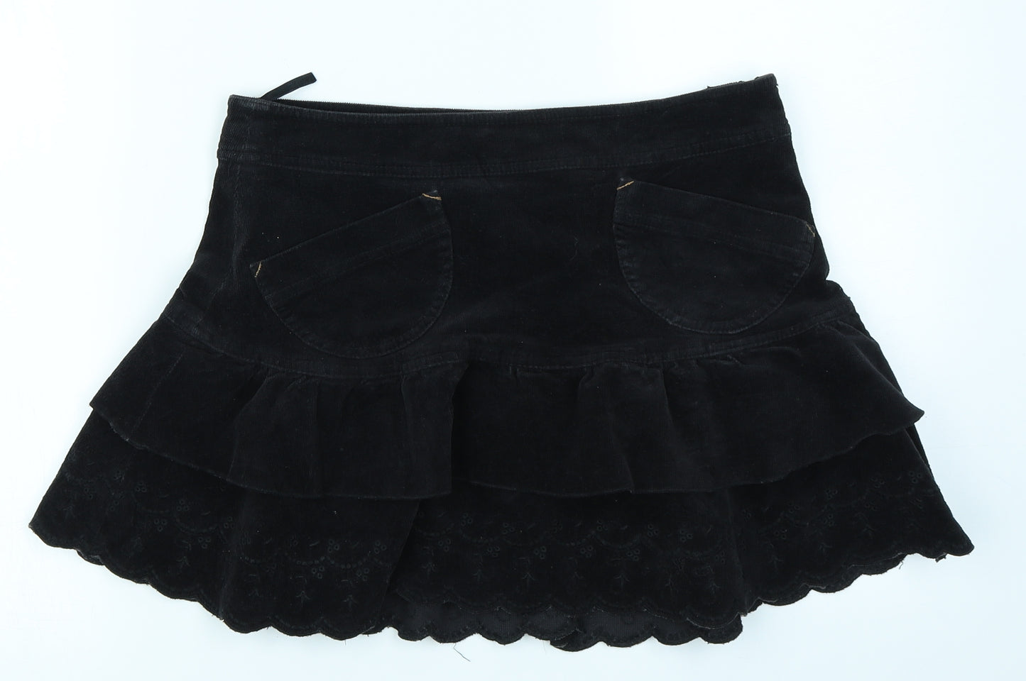 Morgan Womens Black  Denim Flare Skirt Size 30 in