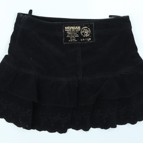 Morgan Womens Black  Denim Flare Skirt Size 30 in