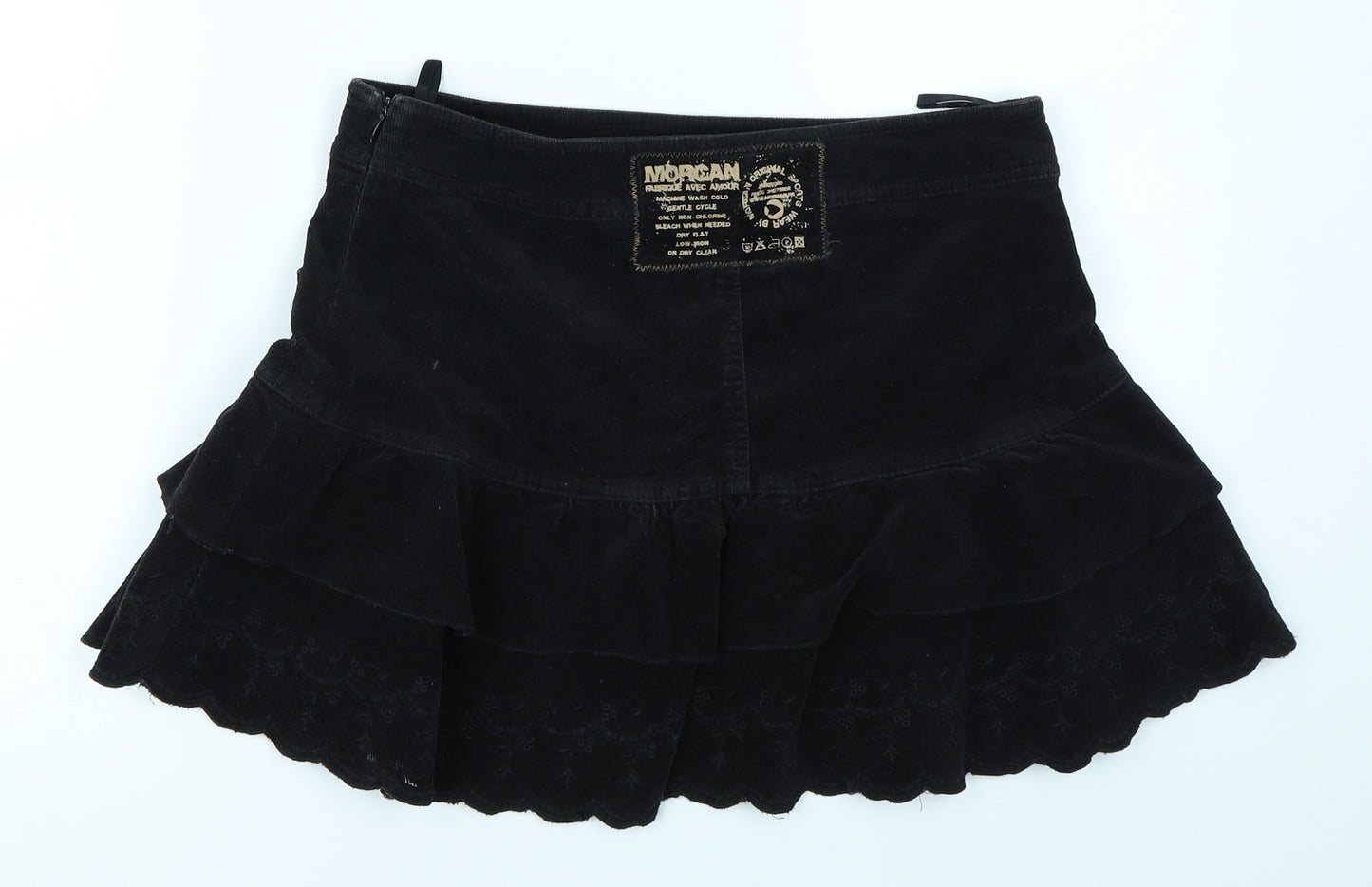 Morgan Womens Black  Denim Flare Skirt Size 30 in