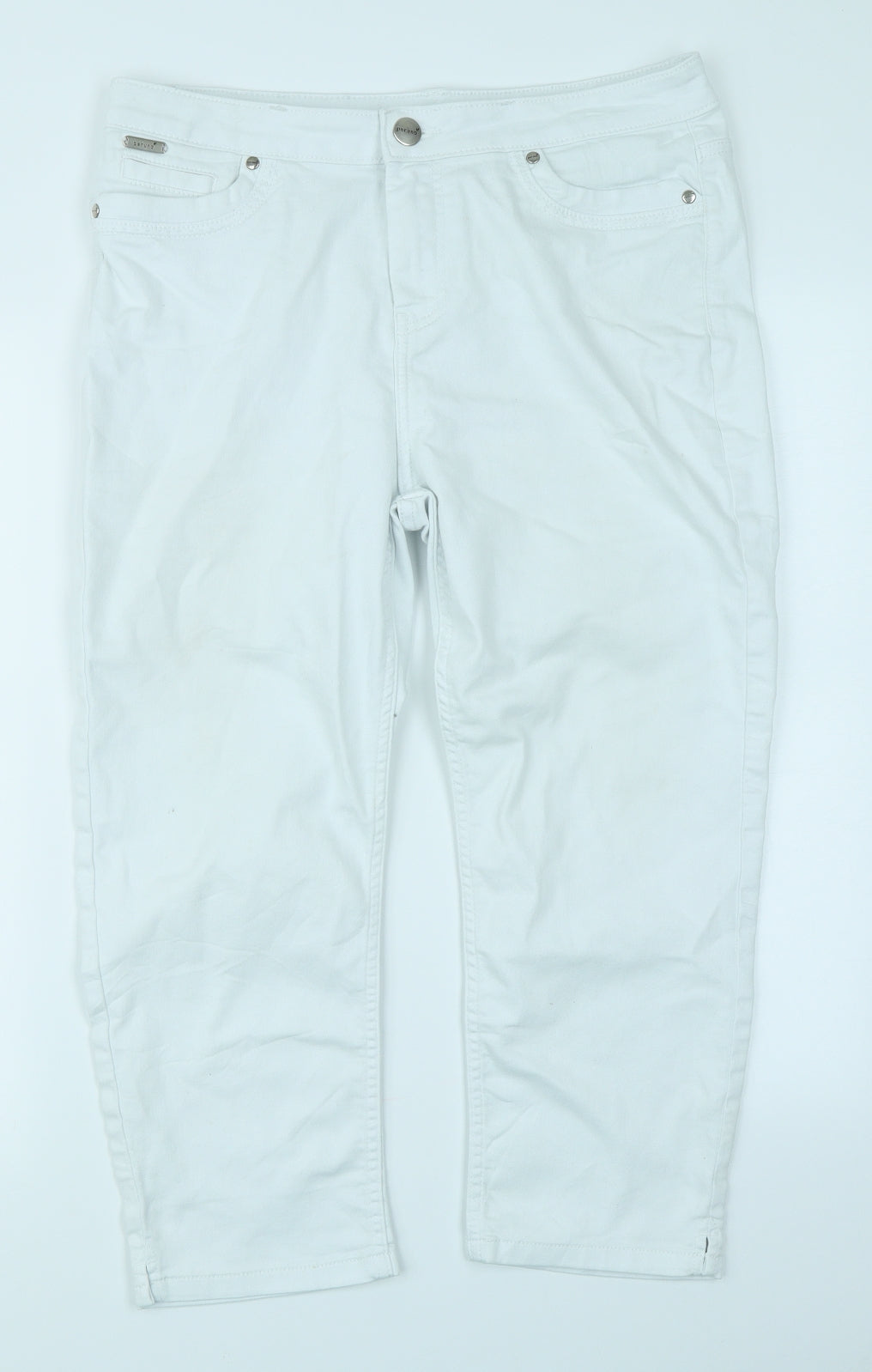 Marks & Spencer Womens White  Denim Capri Jeans Size 14 L20 in