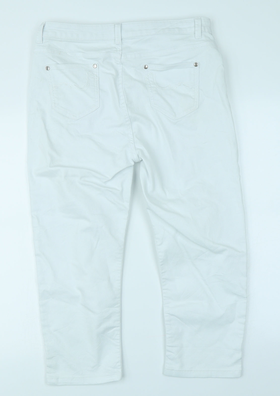 Marks & Spencer Womens White  Denim Capri Jeans Size 14 L20 in