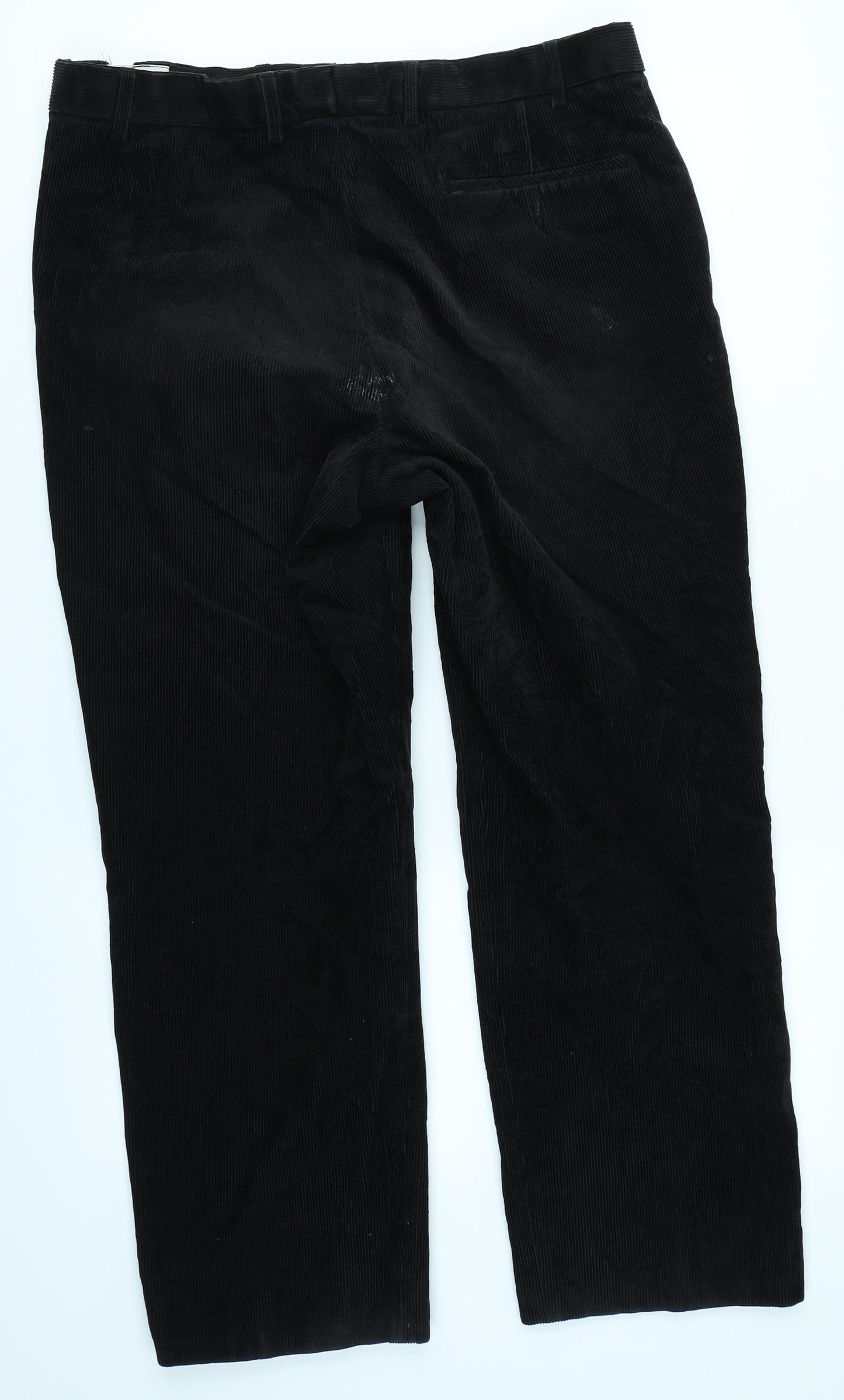 Marks & Spencer Mens Black  Corduroy Chino Trousers Size 36 in L31 in