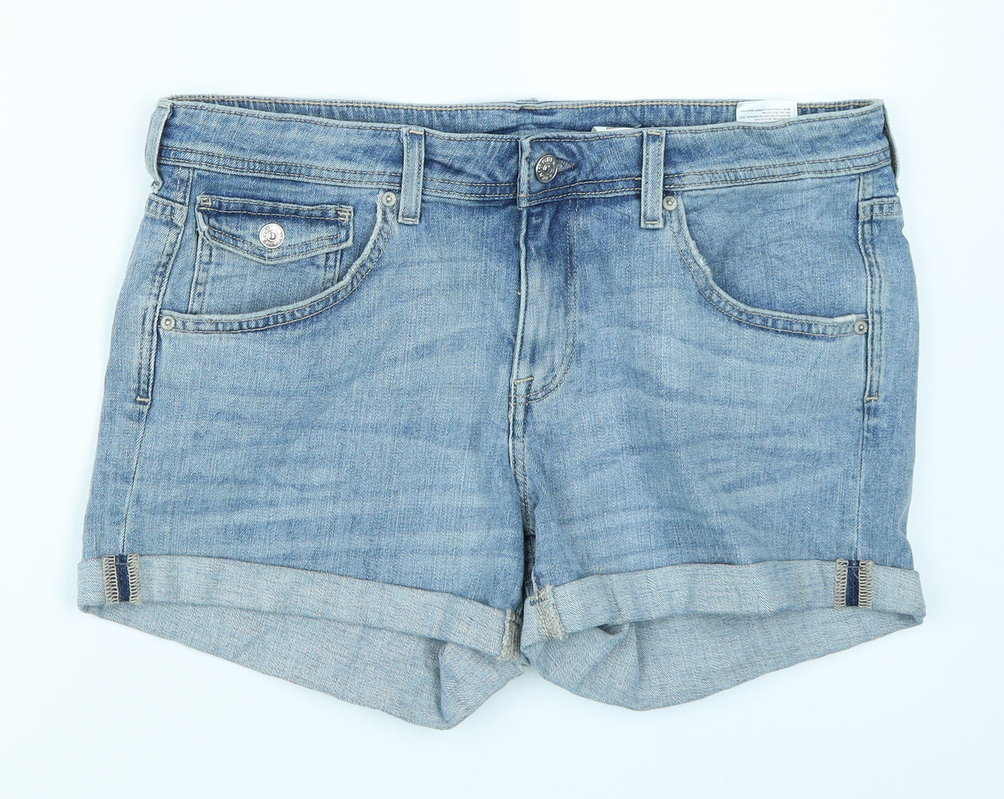 &Denim Womens Blue  Denim Hot Pants Shorts Size 14