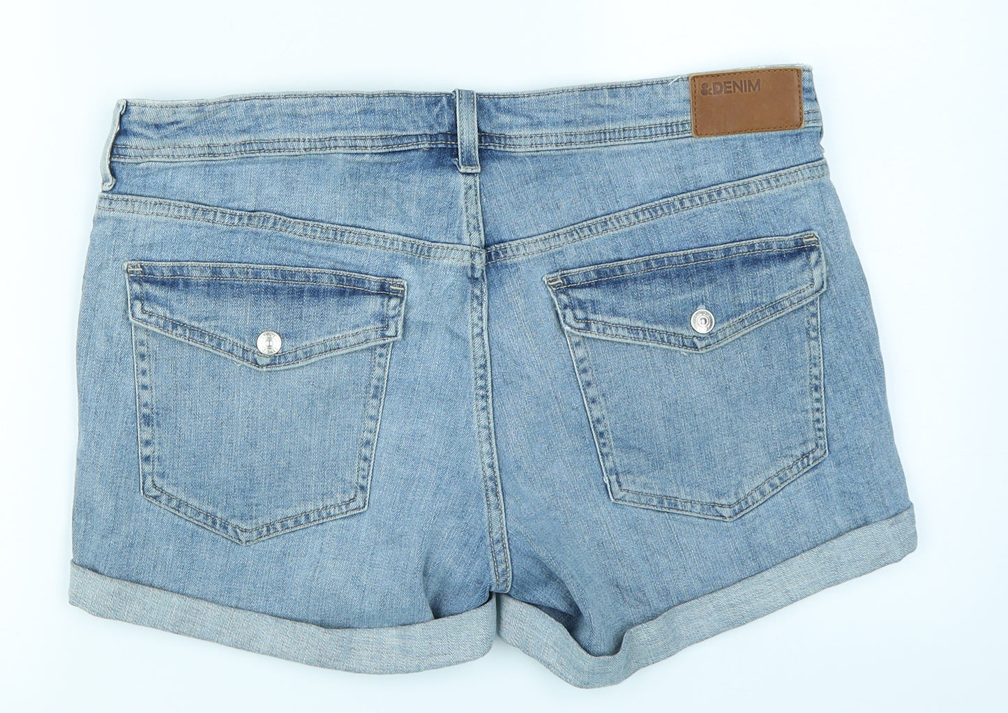 &Denim Womens Blue  Denim Hot Pants Shorts Size 14