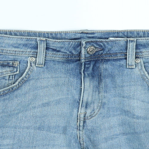 &Denim Womens Blue  Denim Hot Pants Shorts Size 14