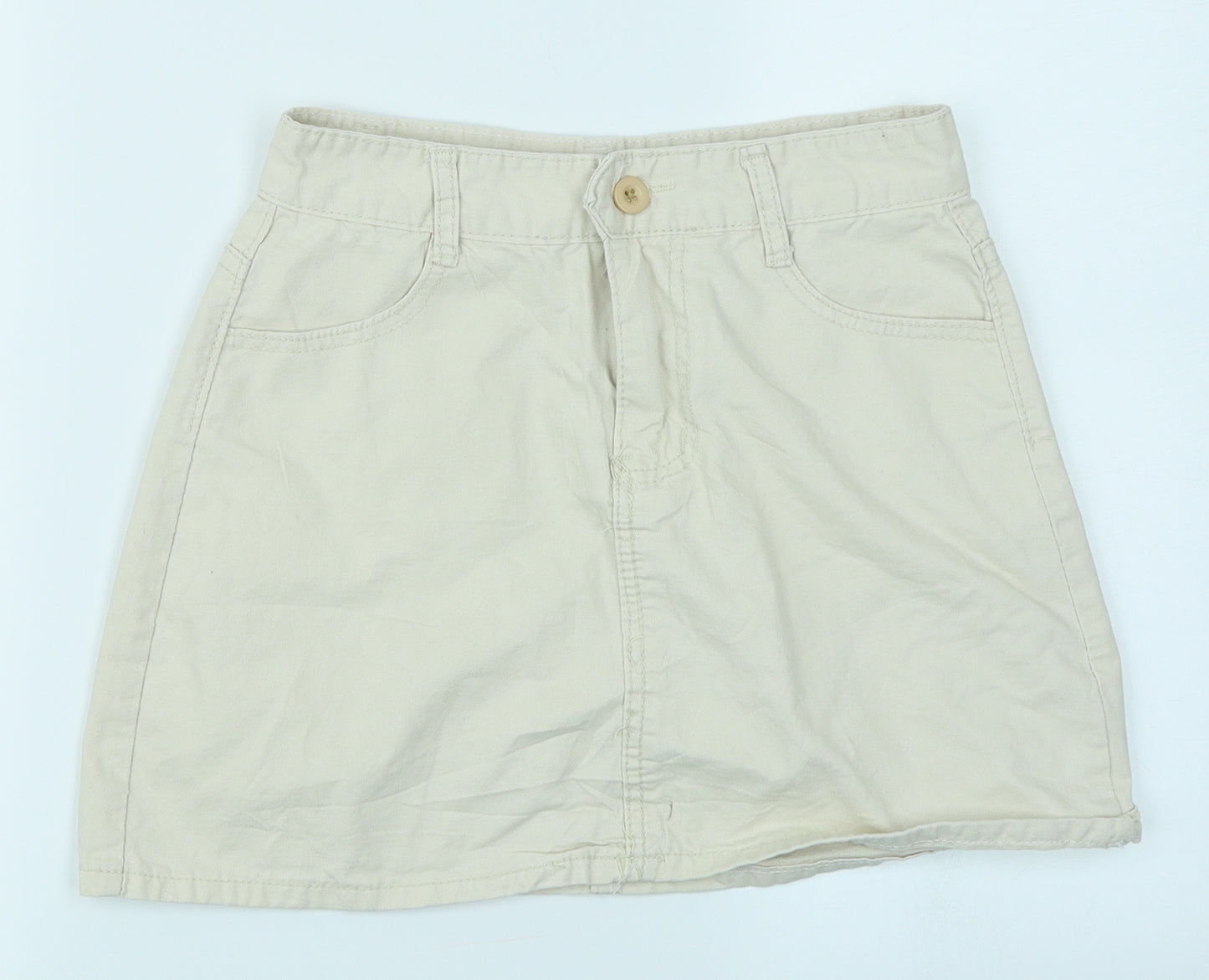 Jeans Womens Ivory  Denim A-Line Skirt Size L