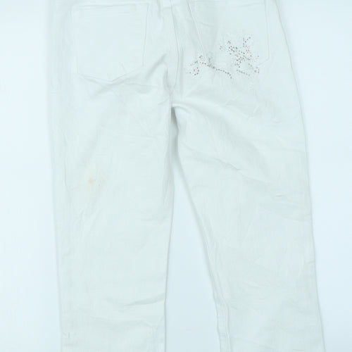 M&Co Womens White  Denim Capri Jeans Size 8 L20 in
