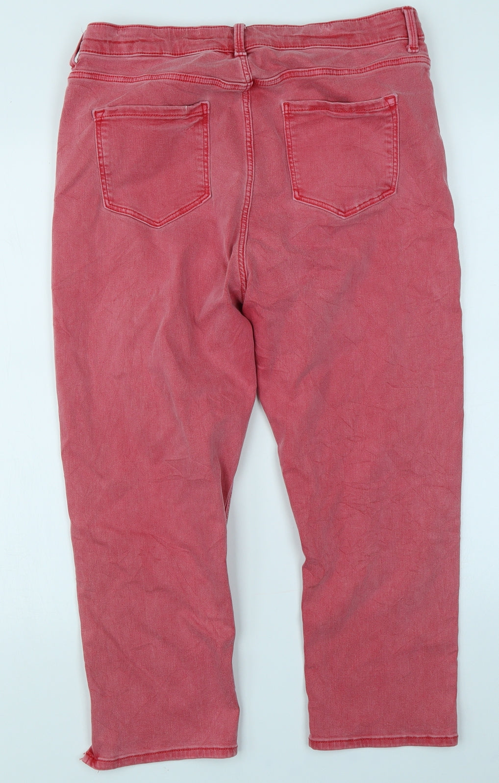 M&S Womens Red  Denim Capri Jeans Size 16 L21 in
