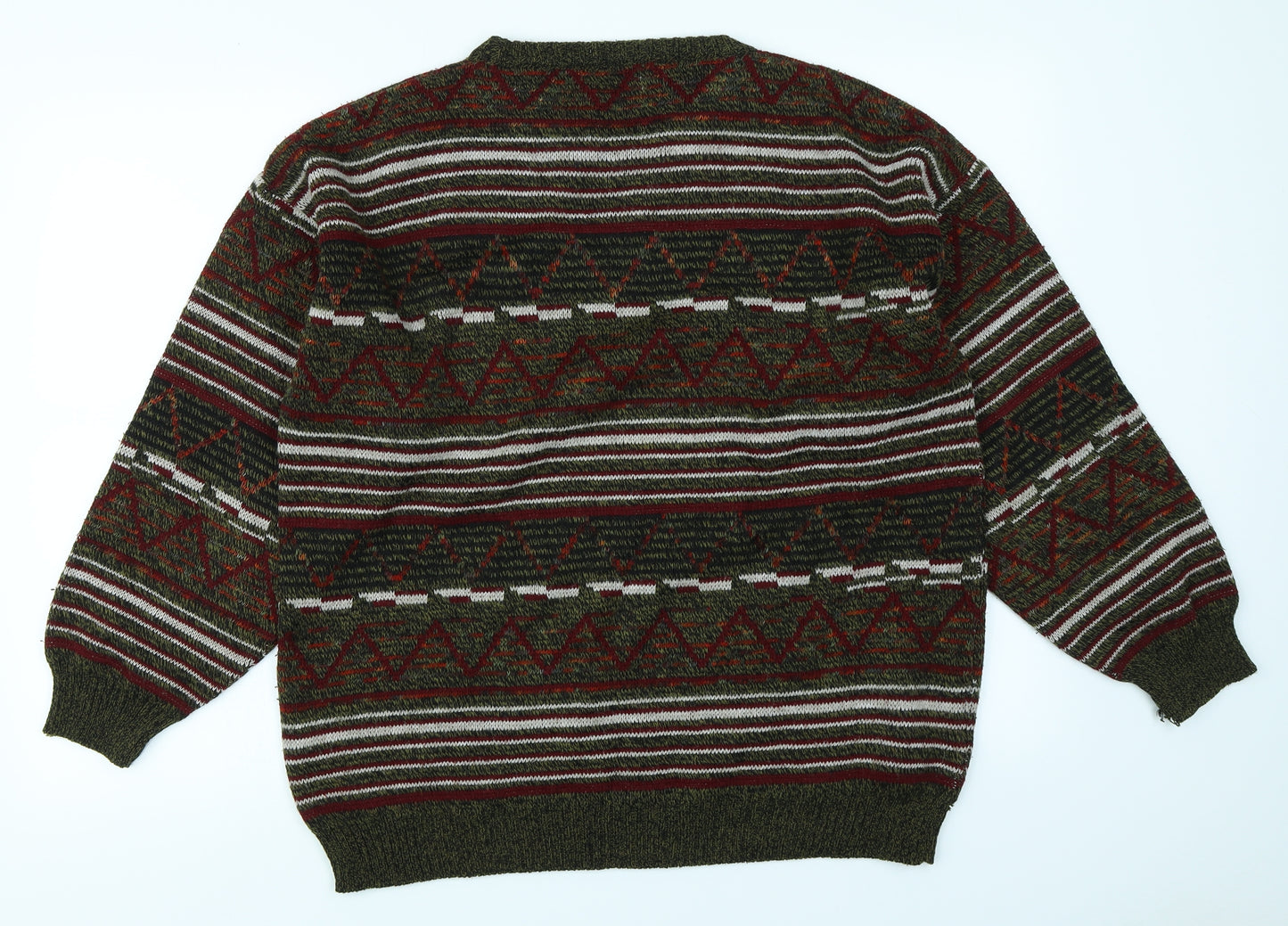 BHS Mens Green Fair Isle Knit Pullover Jumper Size M