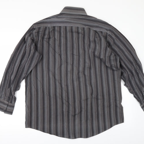George Mens Grey Striped   Button-Up Size 16