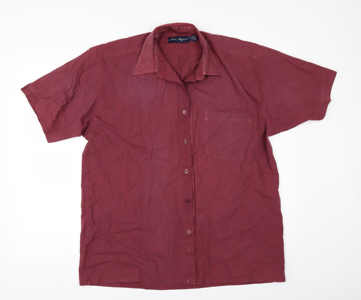 Tom Hagan Mens Red Button-Up Size L
