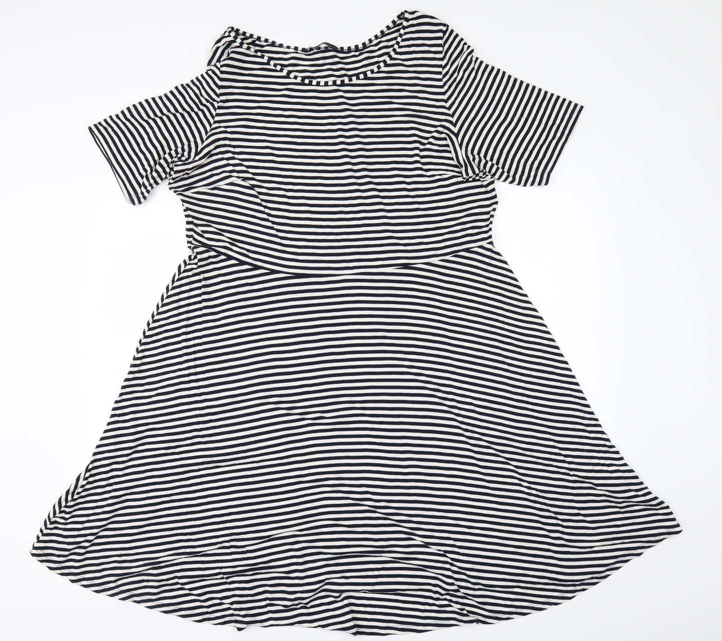 Marks and Spencer Womens Black Striped  Skater Dress  Size 22