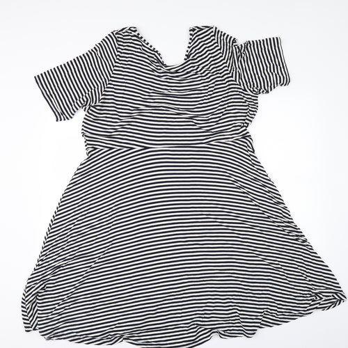 Marks and Spencer Womens Black Striped  Skater Dress  Size 22