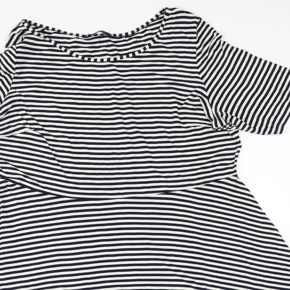 Marks and Spencer Womens Black Striped  Skater Dress  Size 22