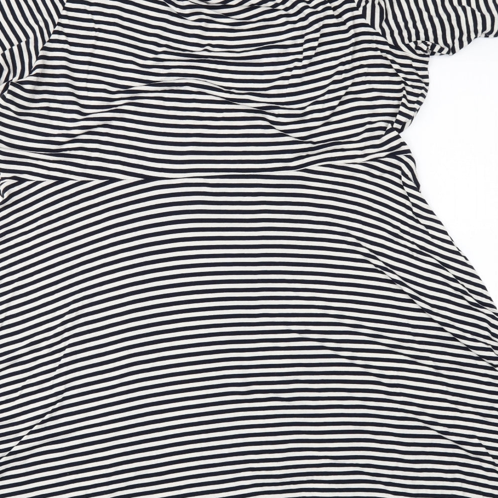 Marks and Spencer Womens Black Striped  Skater Dress  Size 22