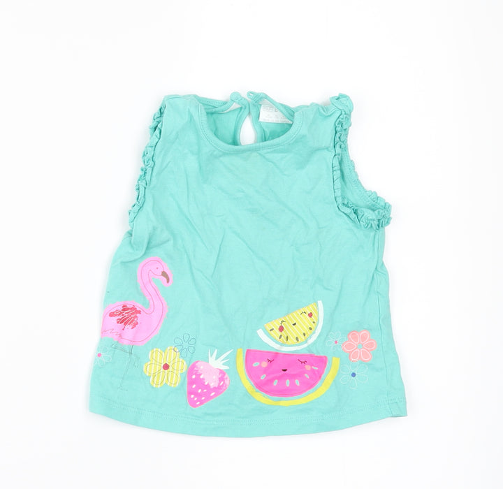 F&F Girls Green   Basic T-Shirt Size 9-12 Months