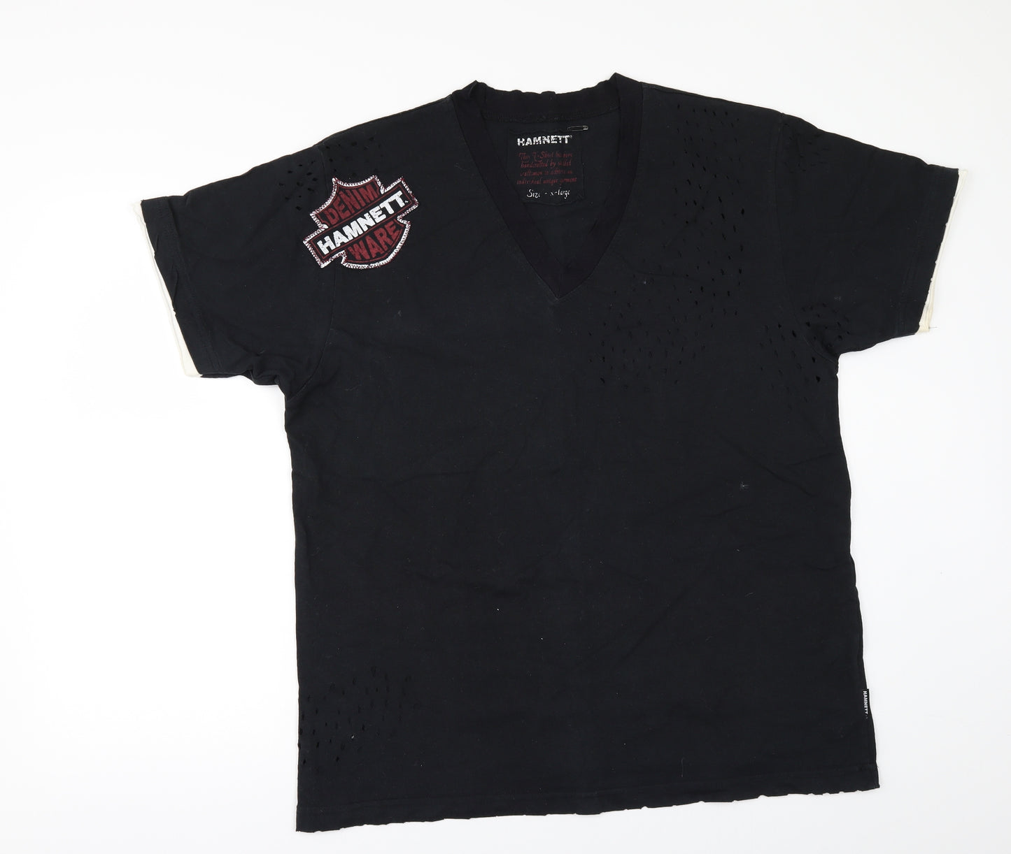 Hamnett Mens Black    T-Shirt Size XL  - Distressed