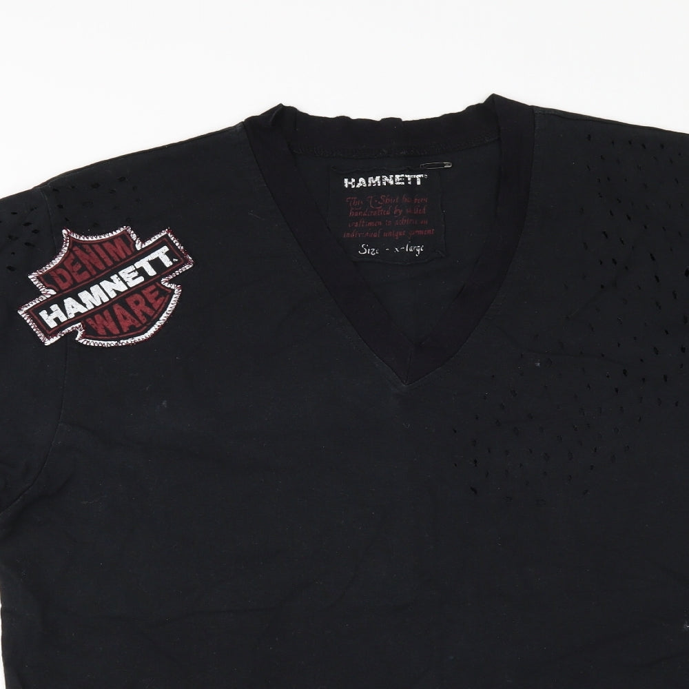 Hamnett Mens Black    T-Shirt Size XL  - Distressed