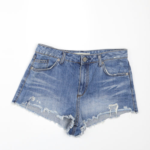 Topshop Womens Blue  Denim Cut-Off Shorts Size 30 in