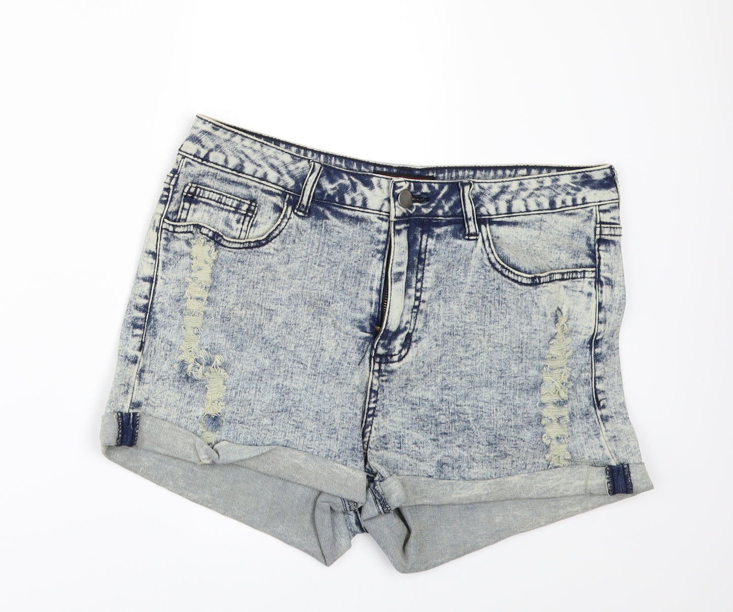 XXI Womens Blue  Denim Hot Pants Shorts Size 30 in