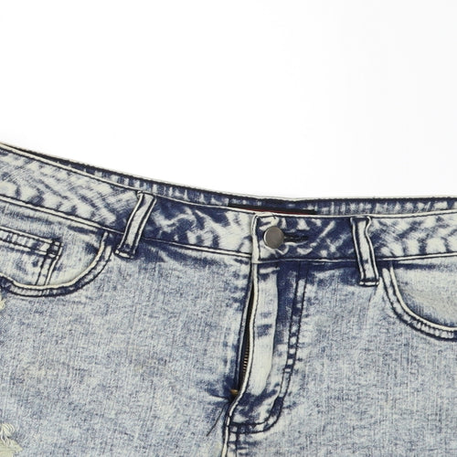 XXI Womens Blue  Denim Hot Pants Shorts Size 30 in