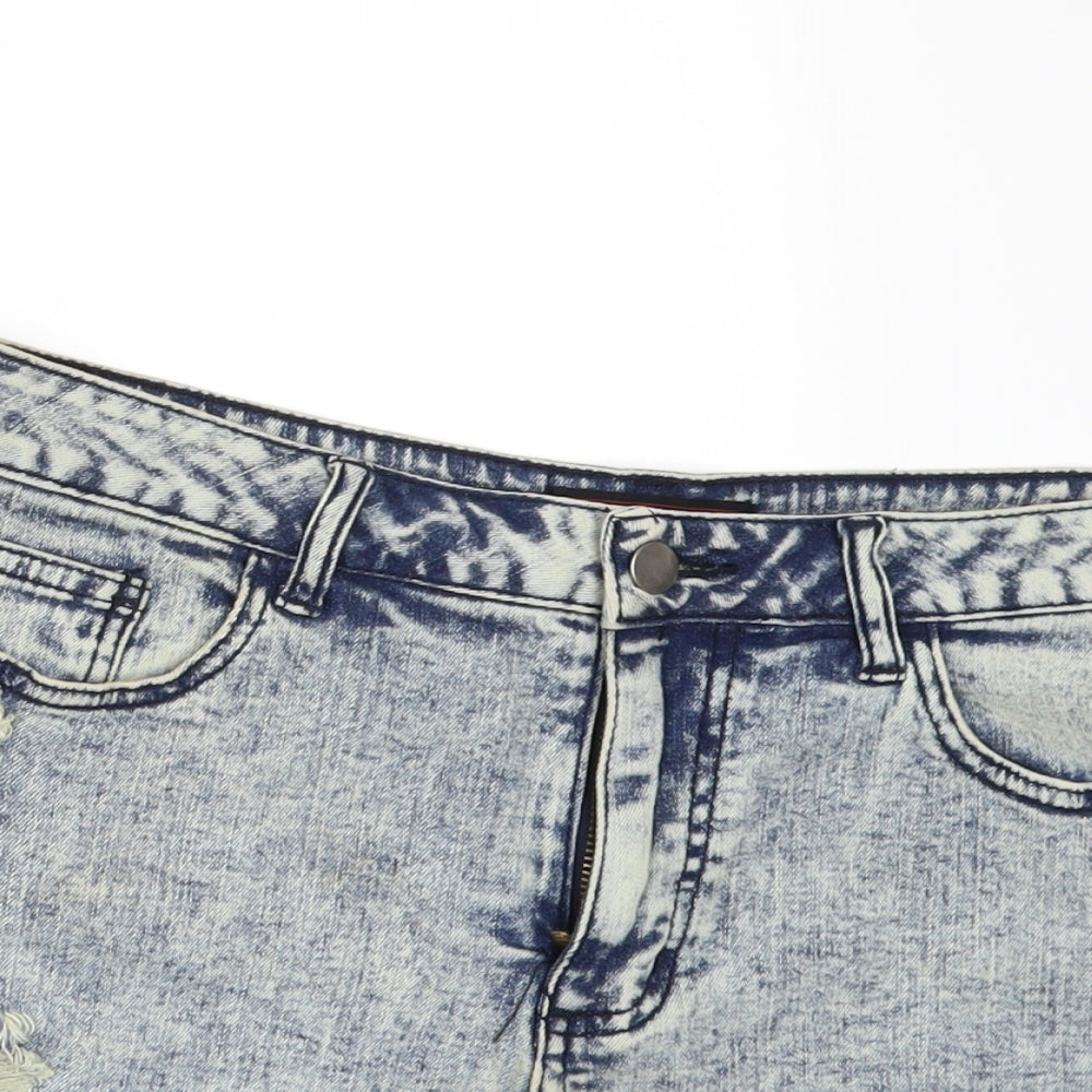 XXI Womens Blue  Denim Hot Pants Shorts Size 30 in