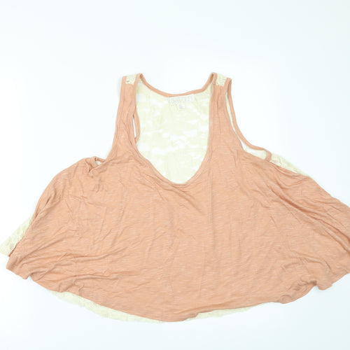 FOREVER 21 Womens Orange   Basic T-Shirt Size S  - lace back