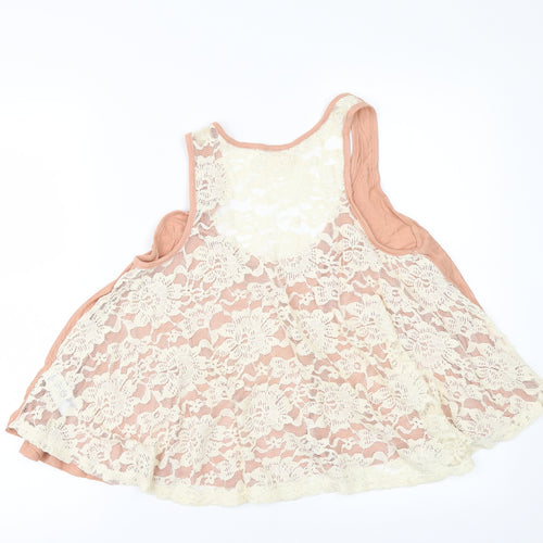 FOREVER 21 Womens Orange   Basic T-Shirt Size S  - lace back