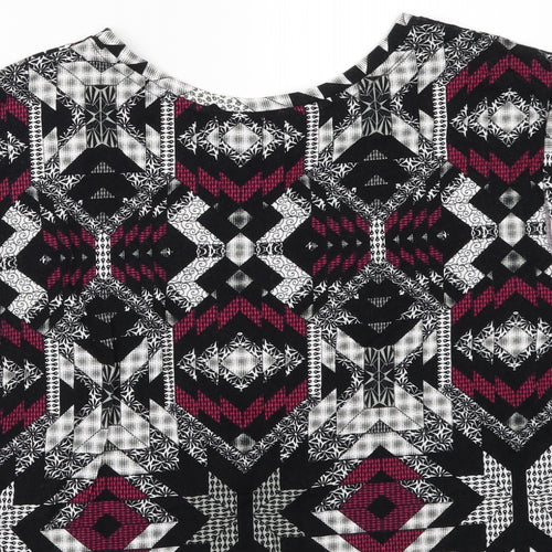 Miss Selfridge Womens Black Geometric  Basic T-Shirt Size 10