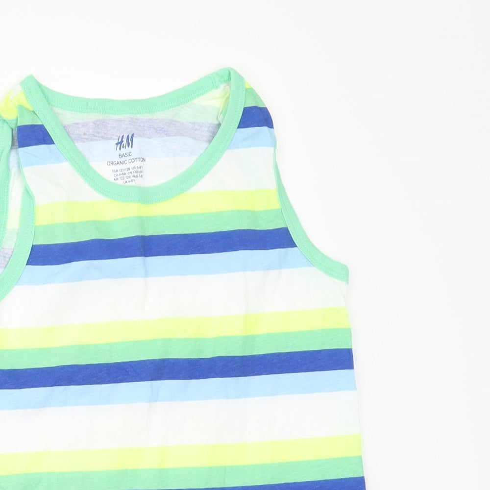 H&M Boys Multicoloured Striped  Basic T-Shirt Size 6-7 Years