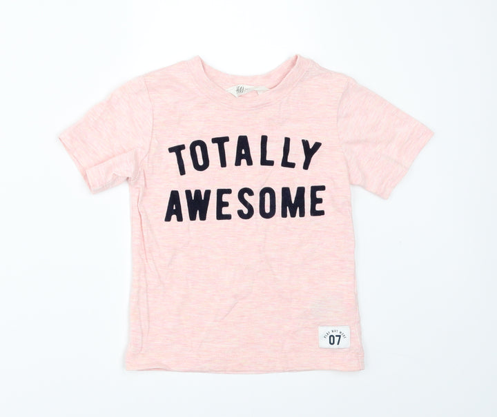 H&M Girls Pink   Basic T-Shirt Size 3-4 Years  - Totally Awesome