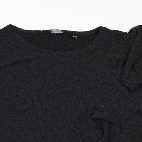 Dorothy Perkins Womens Grey   Basic T-Shirt Size 14  - FRILLED FRONT