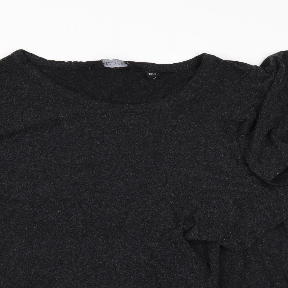 Dorothy Perkins Womens Grey   Basic T-Shirt Size 14  - FRILLED FRONT
