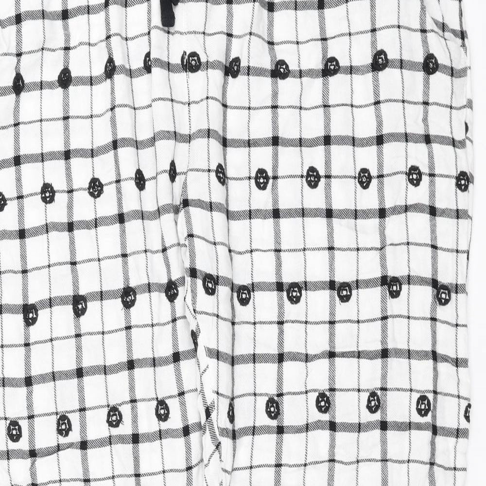 Topshop Womens White Check   Lounge Pants Size 16  - Embroidered detail