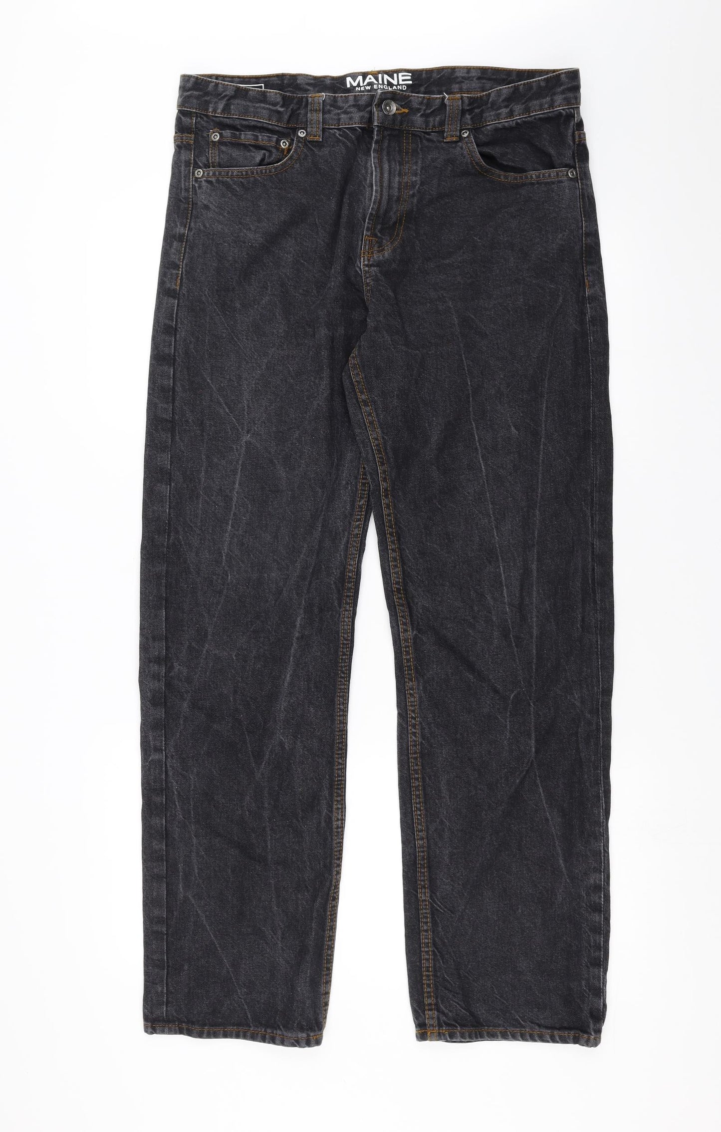 Debenhams Mens Grey  Denim Straight Jeans Size 34 in L31 in