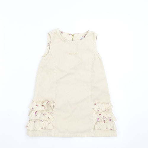 children Girls Beige  Corduroy Shift  Size 3 Years  - floral detail