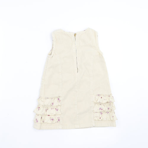 children Girls Beige  Corduroy Shift  Size 3 Years  - floral detail