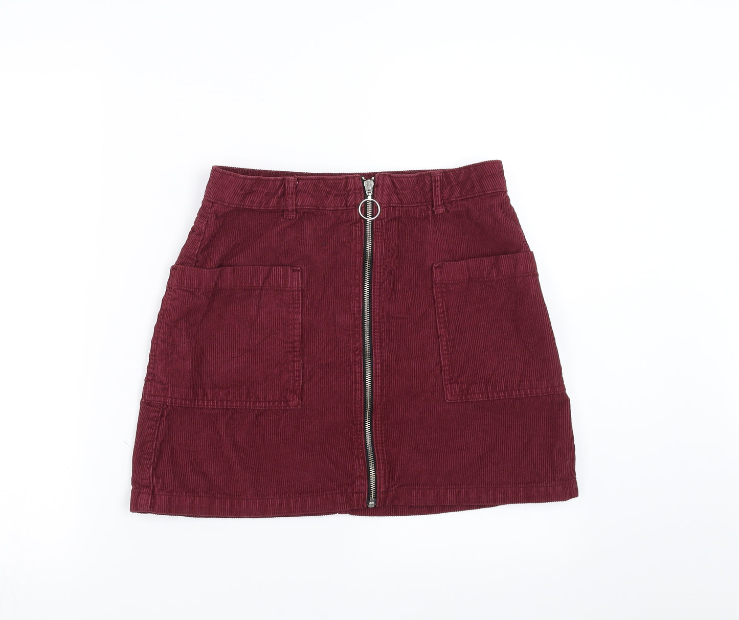 Topshop Womens Purple  Corduroy A-Line Skirt Size 10