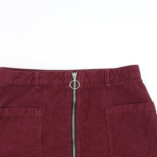Topshop Womens Purple  Corduroy A-Line Skirt Size 10