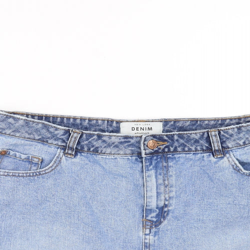 New Look Womens Blue  Denim A-Line Skirt Size 16  - distressed hem