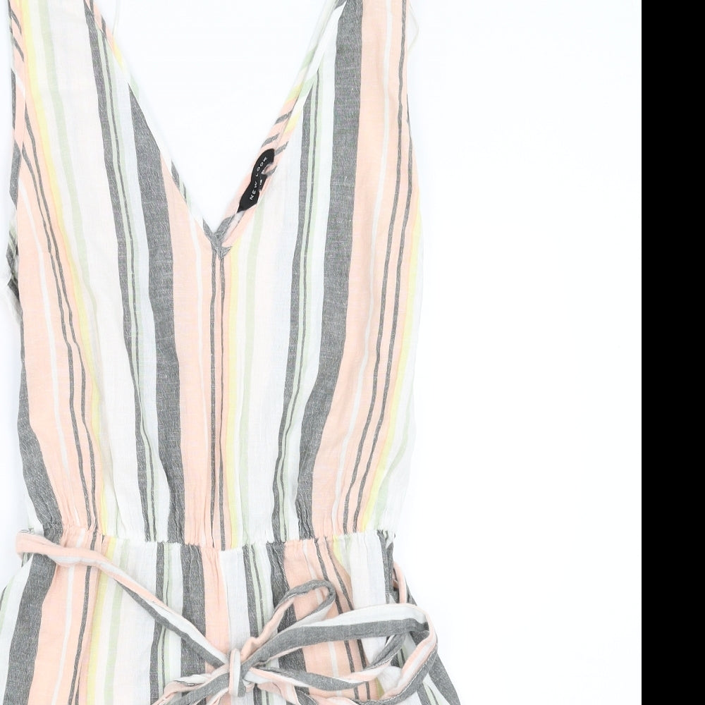 New Look Womens Multicoloured Striped  Playsuit One-Piece Size 16