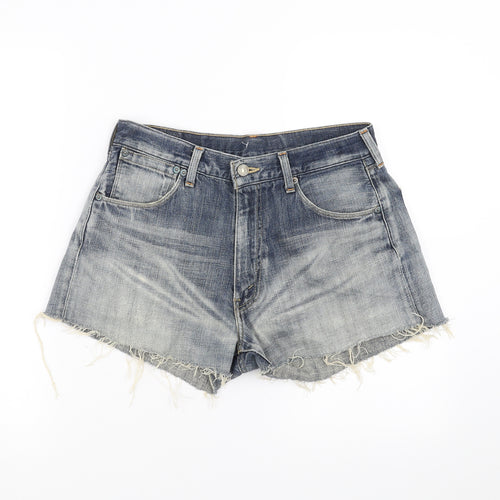 LEVIS Womens Blue  Denim Hot Pants Shorts Size 31 in - distressed hem