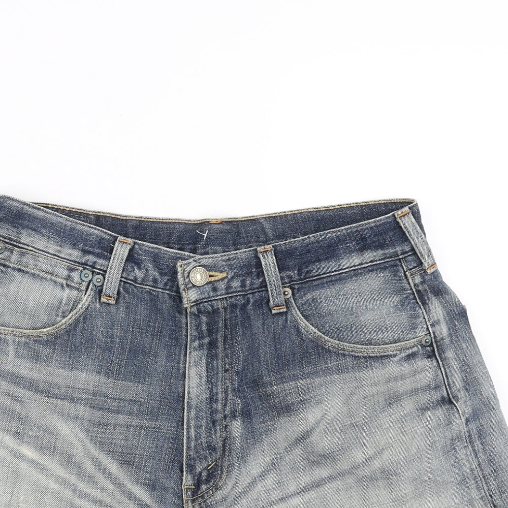 LEVIS Womens Blue  Denim Hot Pants Shorts Size 31 in - distressed hem