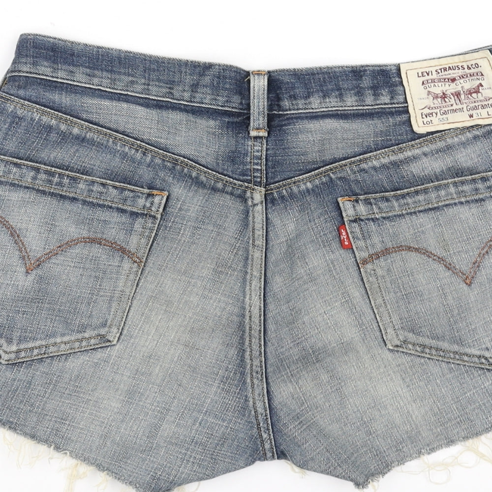 LEVIS Womens Blue  Denim Hot Pants Shorts Size 31 in - distressed hem