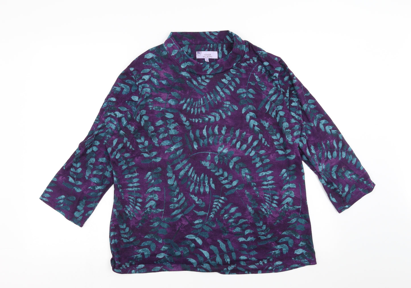 Honor Milburn  Womens Purple Floral  Pullover Jumper Size 18  - Leaf Pattern