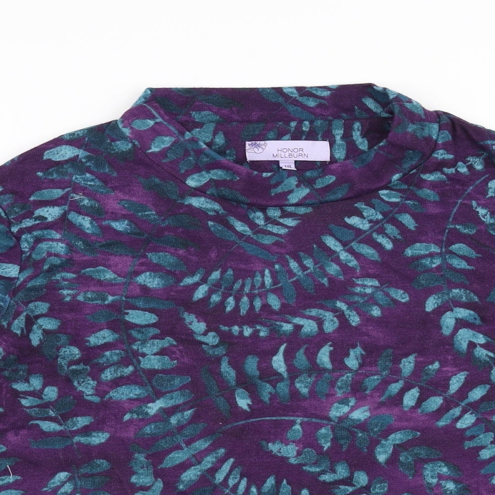 Honor Milburn  Womens Purple Floral  Pullover Jumper Size 18  - Leaf Pattern