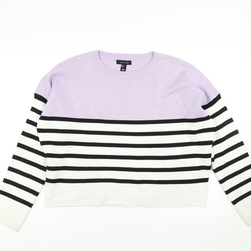 New Look Womens Purple Striped  Pullover Jumper Size L