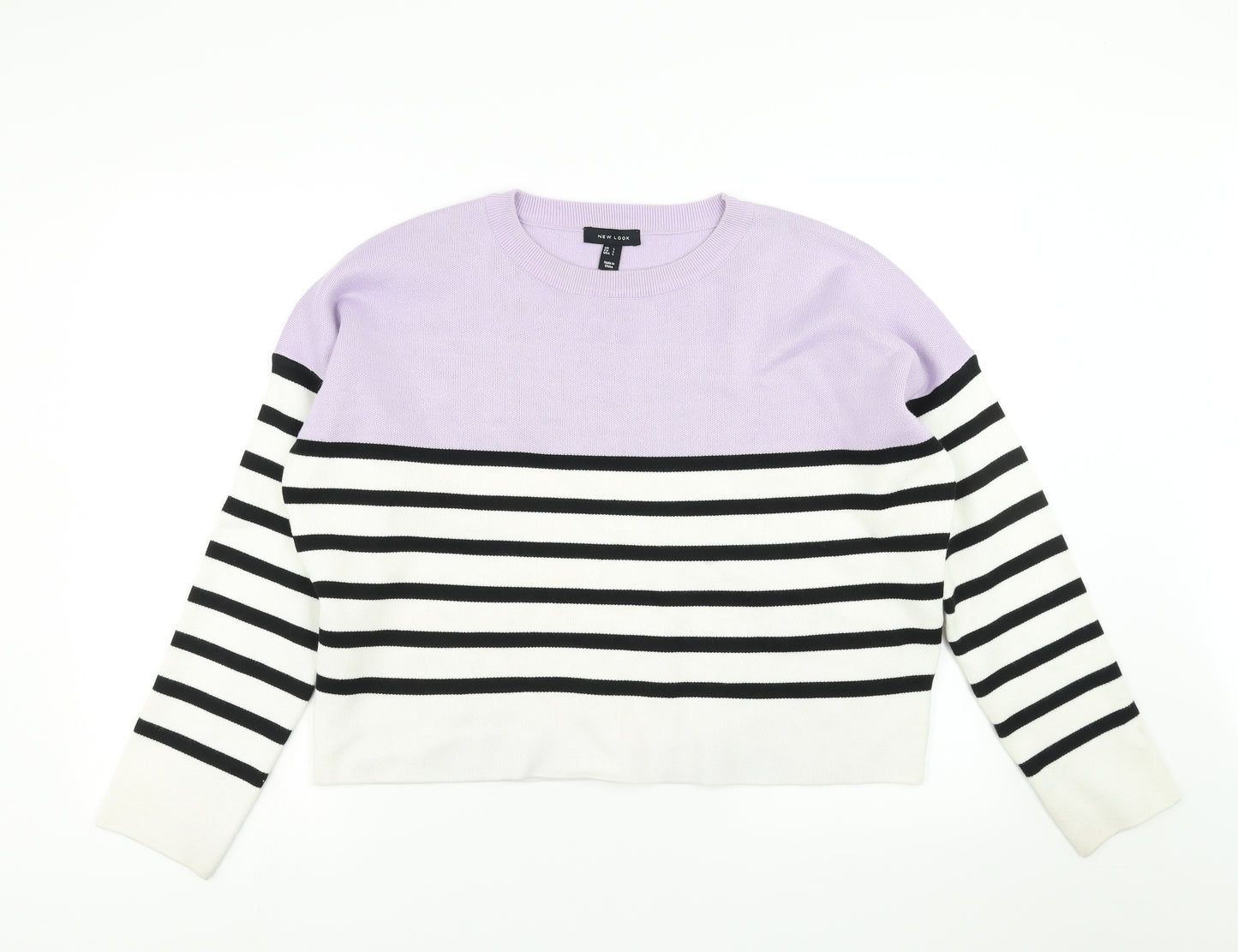 New Look Womens Purple Striped  Pullover Jumper Size L