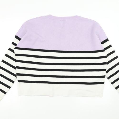 New Look Womens Purple Striped  Pullover Jumper Size L
